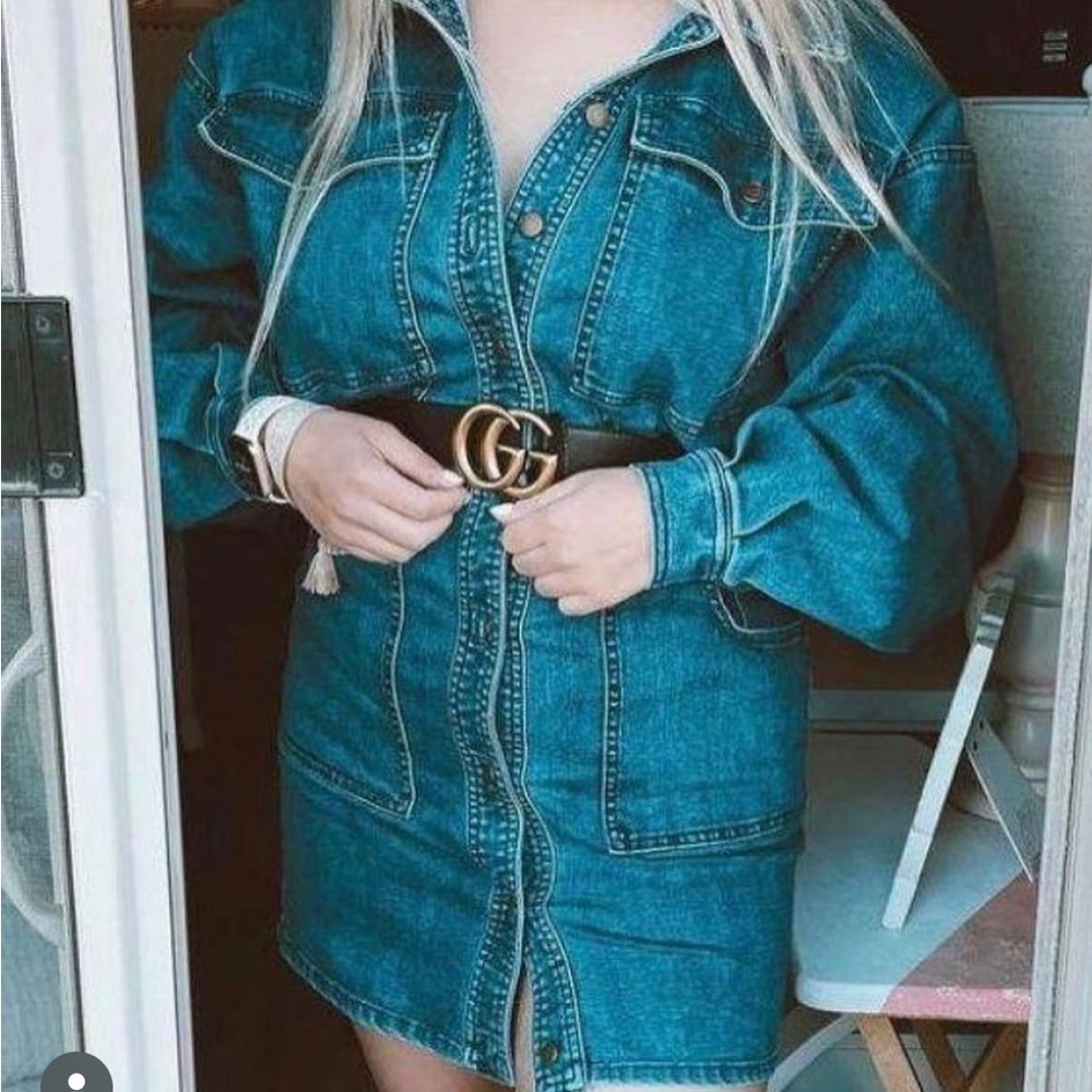Free people jean jacket dress!